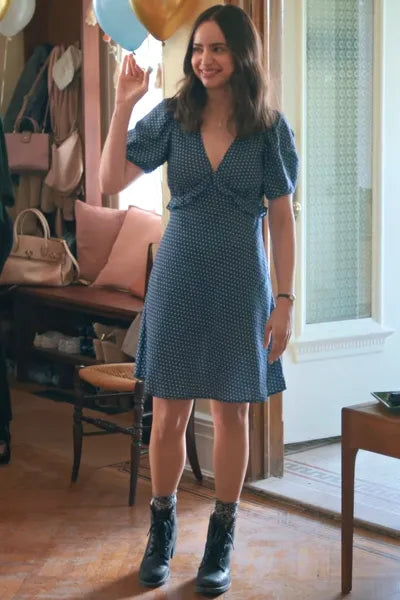 Blue Polka Dot Ruffle Mini Dress