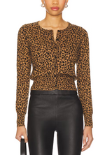 Brown Leopard Print Cropped Cardigan