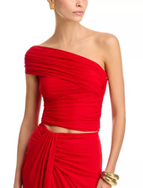 Ranada Ruched Red One Shoulder Top