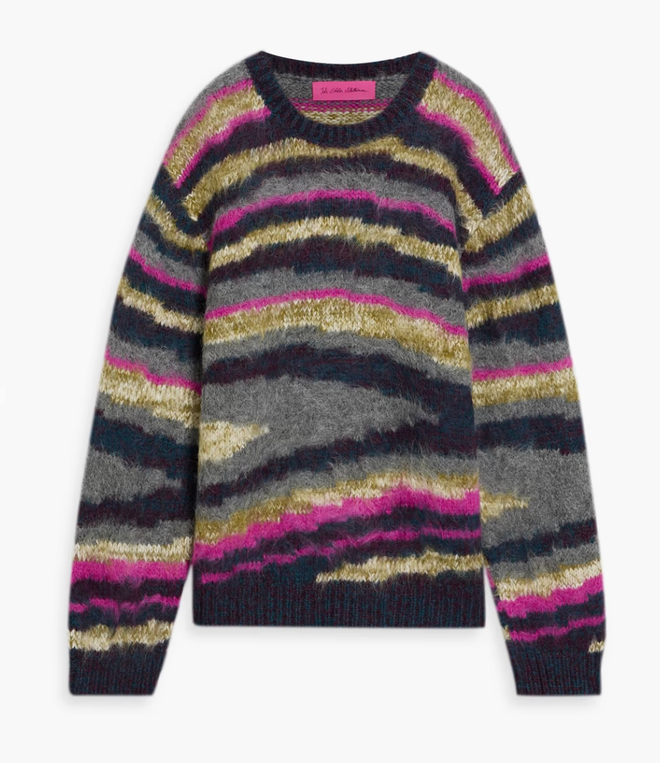 Striped jacquard-knit alpaca-blend sweater by