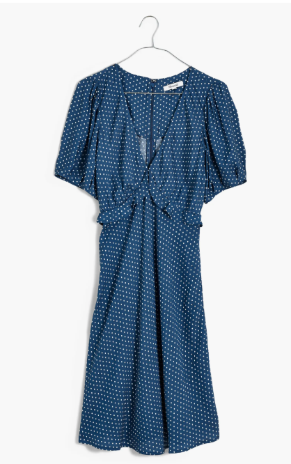 Blue Polka Dot Ruffle Mini Dress