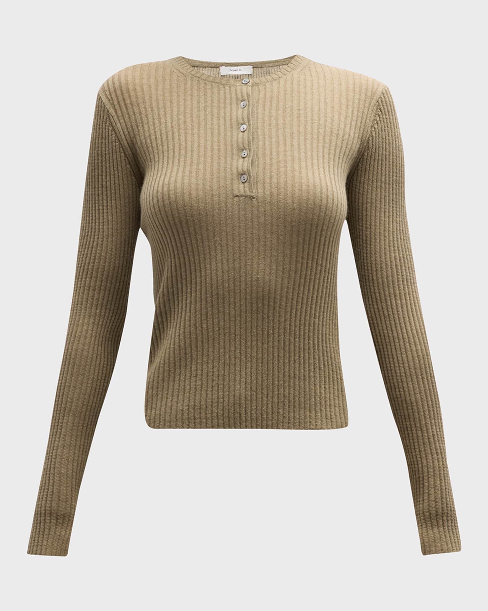 Cashmere and Silk Ribbed Henley Shirt