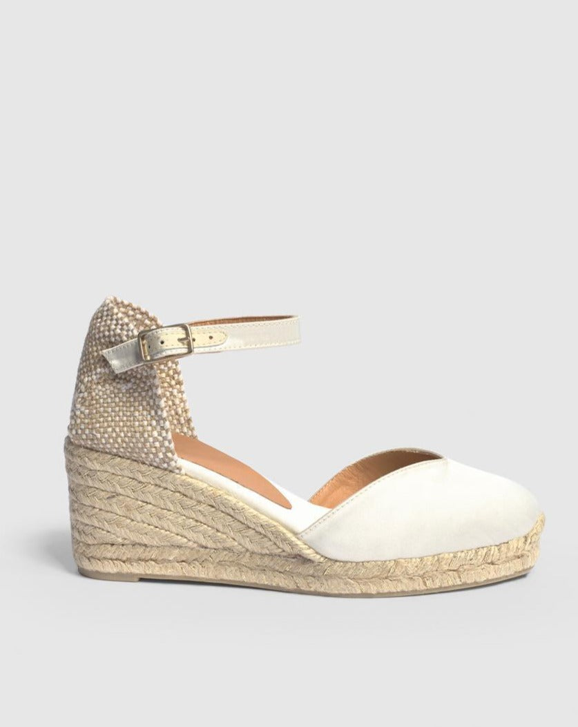 Chiarita White Canvas Espadrilles Wedge Sandals