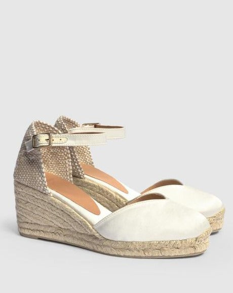 Chiarita White Canvas Espadrilles Wedge Sandals