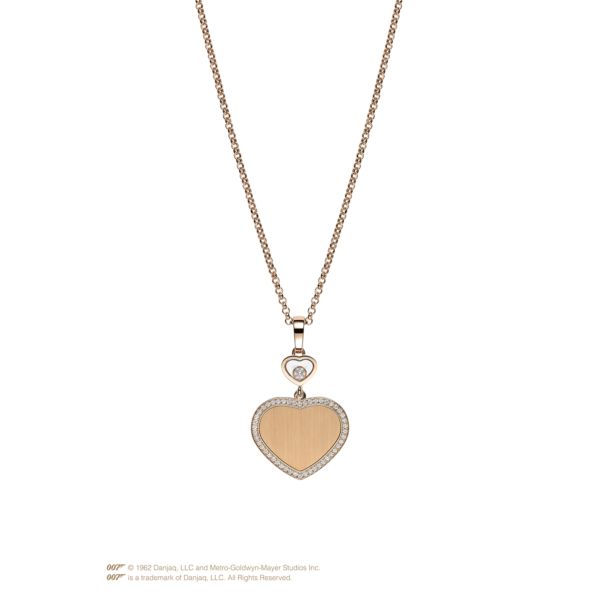 CHOPARD x 007 HAPPY HEARTS GOLDEN HEARTS PENDANT IN ROSE GOLD WITH DIAMONDS