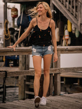 OBX PARADISE CAMI IN BLACK RAINBOW