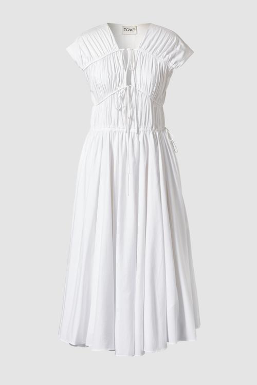 CERES ORGANIC COTTON MIDI DRESS WHITE