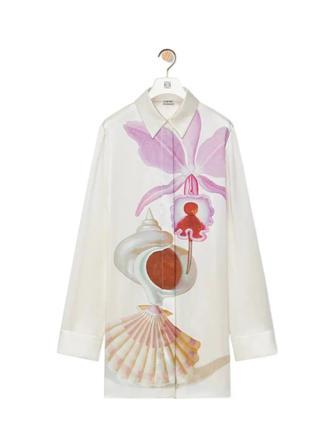 White Floral Silk Shirt