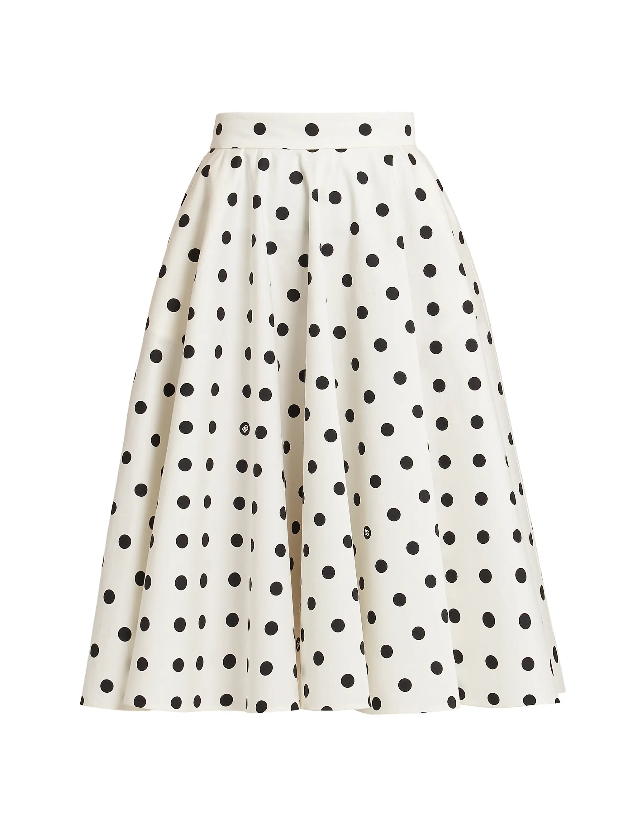 Black & White Polka Dot Midi-Skirt