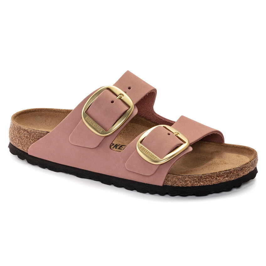 Pink Arizona Big Buckle Nubuck Leather Sandals