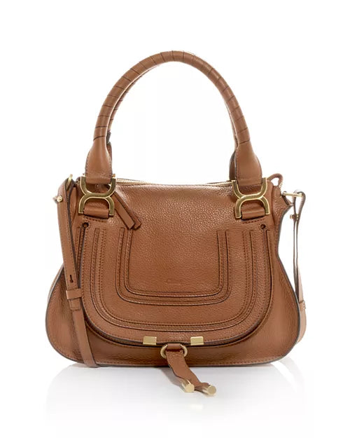 Brown Small Leather Marcie Satchel