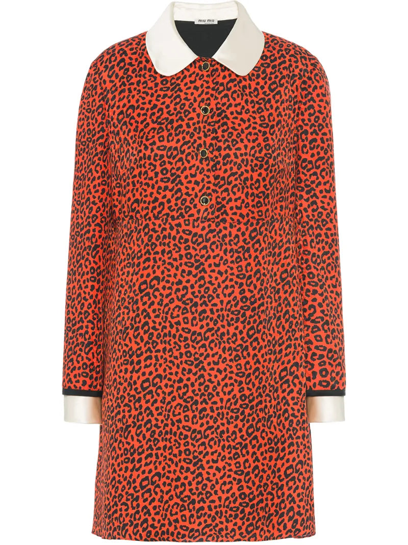 Leopard-Print Satin Shirtdress