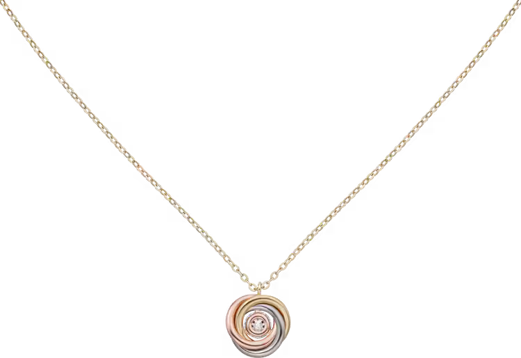 Gold Trinity Pendant 1 Diamond Pave Necklace