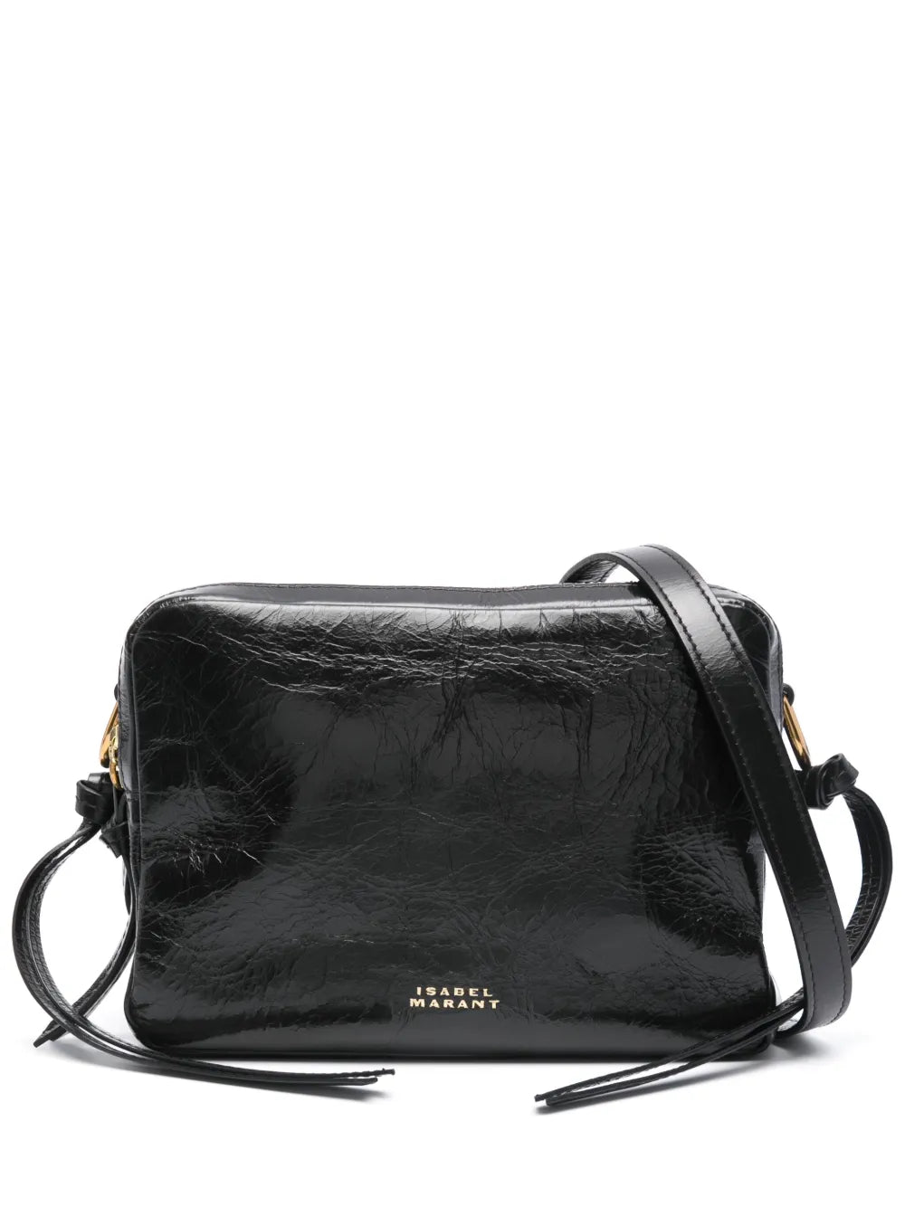 Black leather camera bag