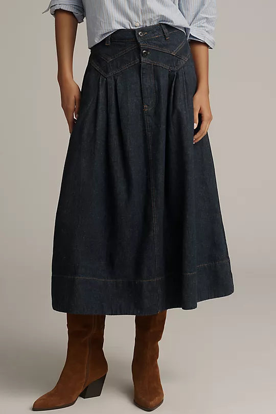 Field Denim Midi Skirt