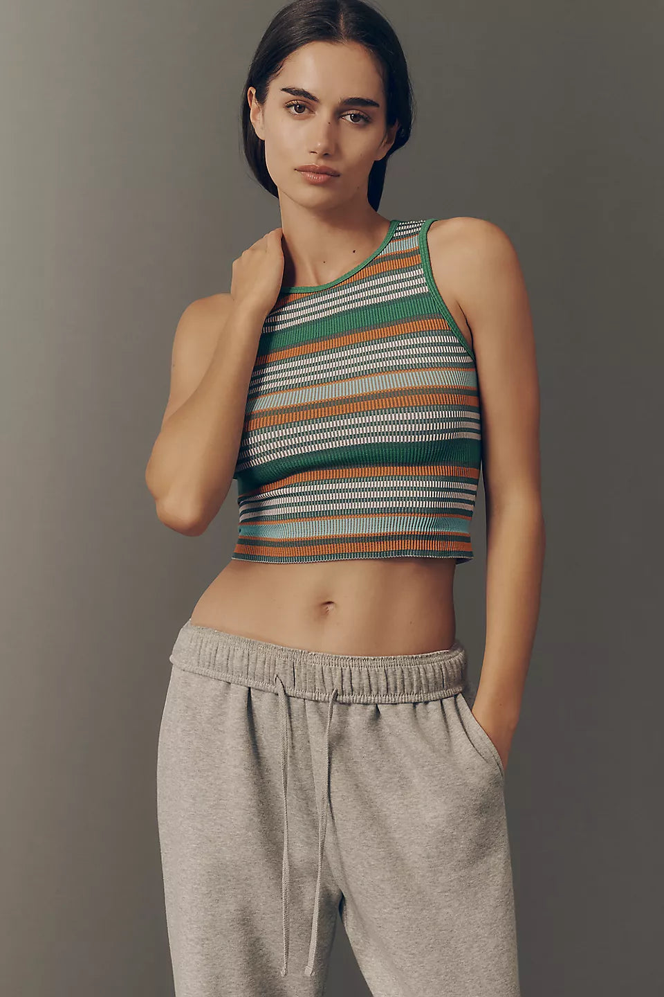 Anthropologie The Reegan Striped Crop Tank Top