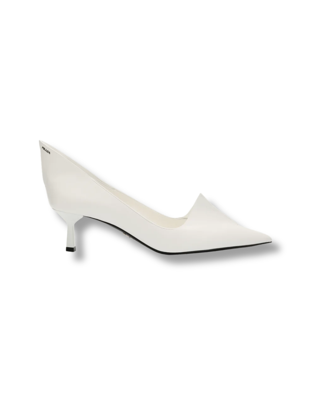 White high-heeled shoe on a white background