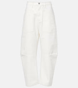 Shon High-Rise Barrel-Leg Jeans in White