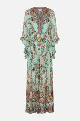 Blue Floral Ruffle Maxi Dress