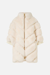 White Short Sleeve Faux Fur Jacket