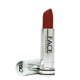 Lipstick with silver casing and 'The Face Stockholm' branding on a white background