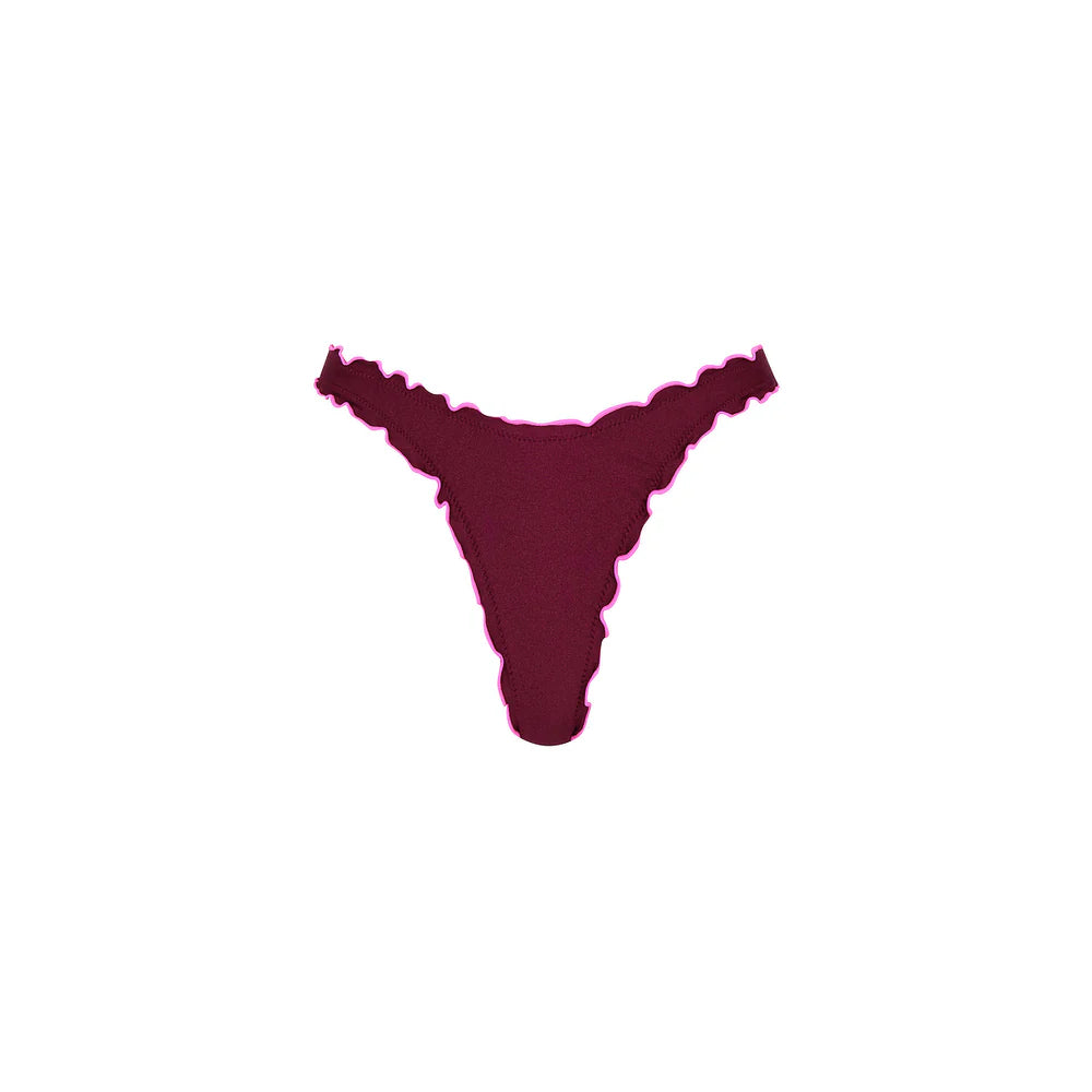 Maroon thong on a white background