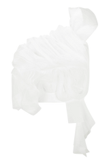 White hooded garment on a white background