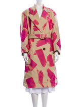White/Pink Printed Wool Coat