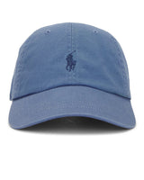 Blue cap with a logo on a white background