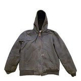 Gray hooded jacket on a white background