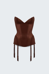 Brown Date Night Satin Corset