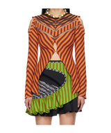 Orange Striped Long Sleeve Top