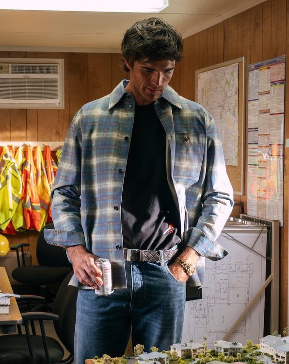 Brown Suede Watch-Buckle Intrecciato Leather Belt