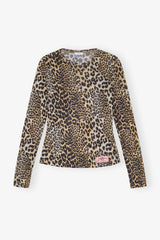 Leopard print long-sleeve top on a white background