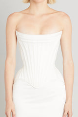 White Wasp Corset in Matte Satin