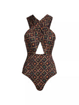 Brown Kieran Crisscrossed One-Piece Swimsuit