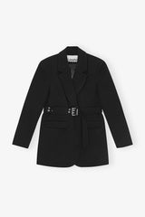 Black blazer with belt on a white background