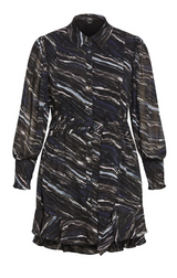Black Marble Print Shirt Dress