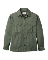 Green jacket with two front pockets on a white background