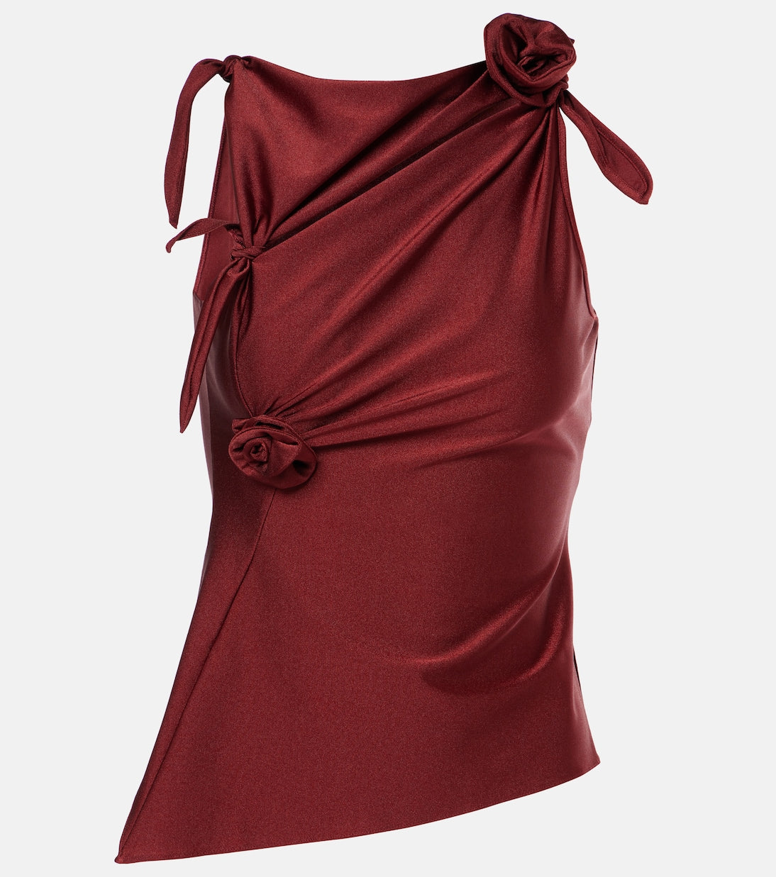 Floral-appliqué asymmetric top