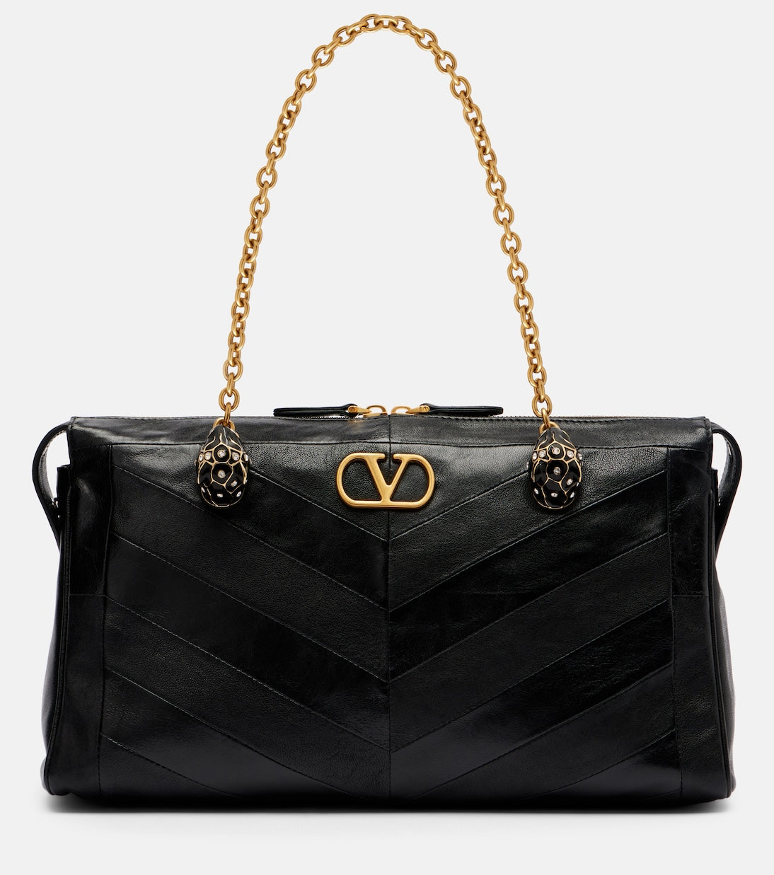 Black Quilted Leather Panthea Tote Bag