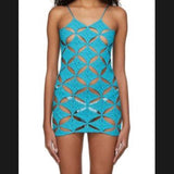 Blue Cut Out Mini Dress