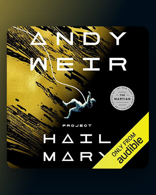 Book cover of 'Project Hail Mary' by Andy Weir with a yellow and black design.