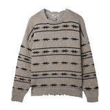 Gray sweater with black pattern on a white background