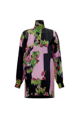 Pink Floral High-Neck Tunic Top