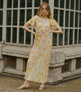 Nevara Yellow Floral Ruffle Dress
