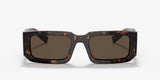 Sunglasses with tortoiseshell frame and dark lenses on a white background