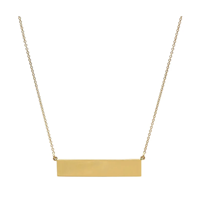 Yellow Gold Engraved Nameplate Necklace