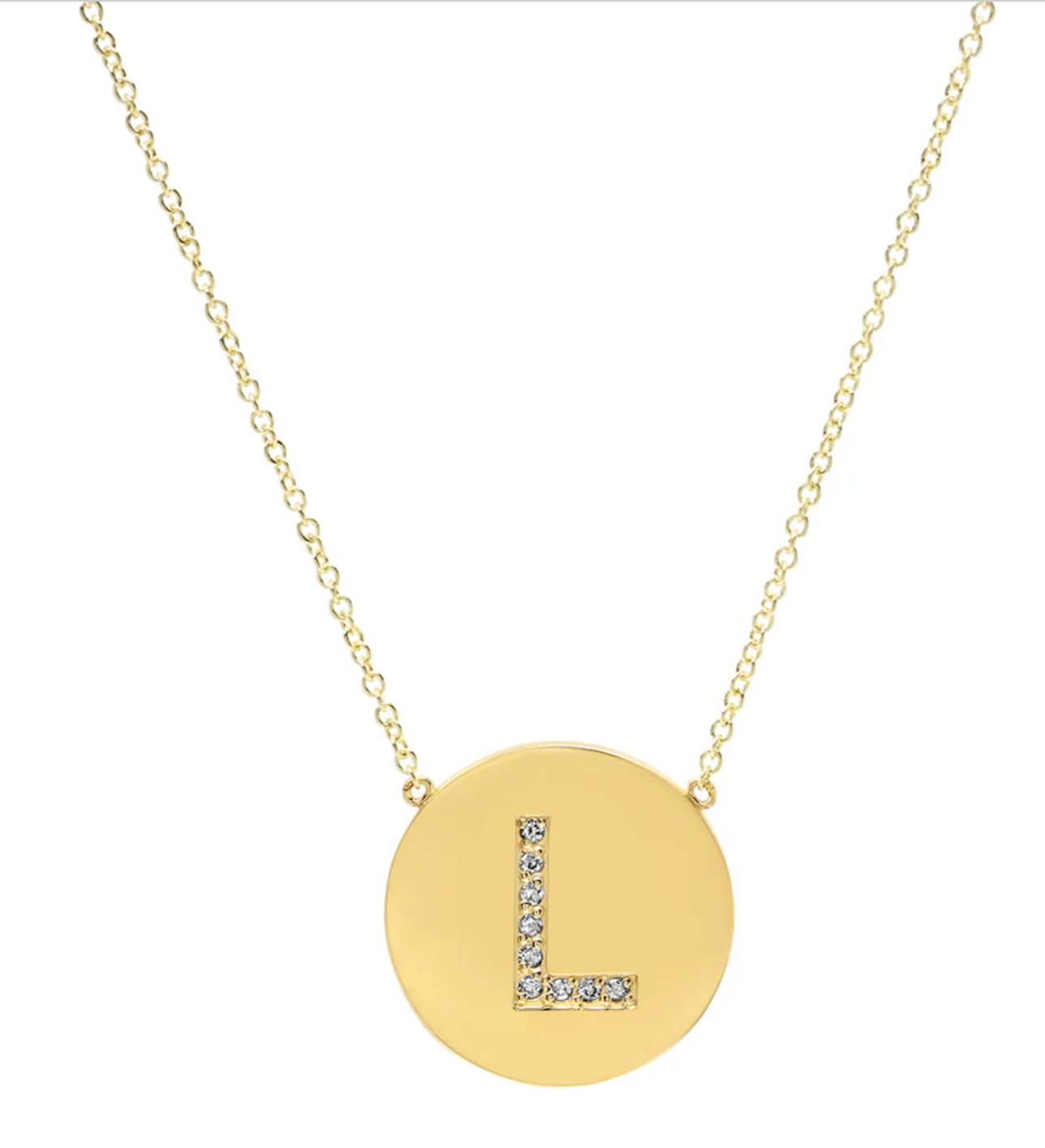 Diamond Letter Disc Necklace