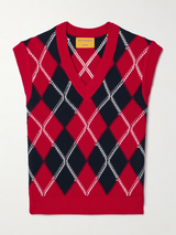 Red Argyle cotton-jacquard Argyle Sweater Vest
